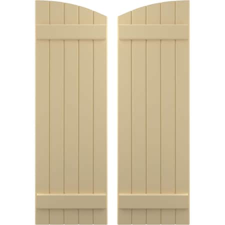 Americraft 5-Board (2 Batten) Wood Joined Board-n-Batten Shutters W/ Ellipt Top, ARW101BE518X65NTH